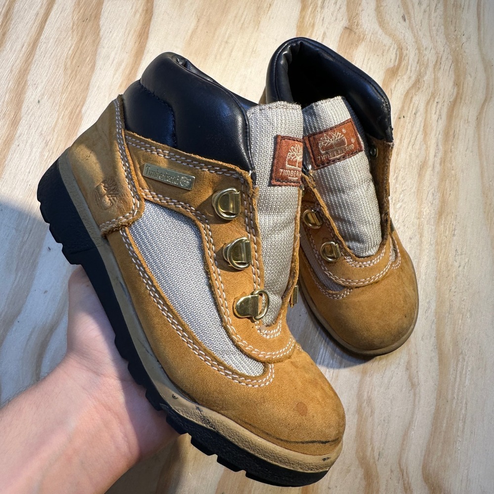 Timberland Kids Field Boots Wheat Nubuck Leather Mesh Outdoor Hiking Shoes 12T